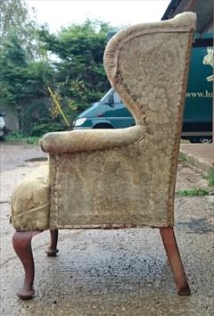 1920s Cabriole Leg antique Wing Chair 31w 46½h 28d _7.JPG